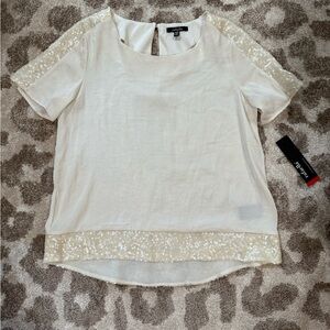 NWT Rafaella Women’s sz. M Festive Cream Sequin Blouse